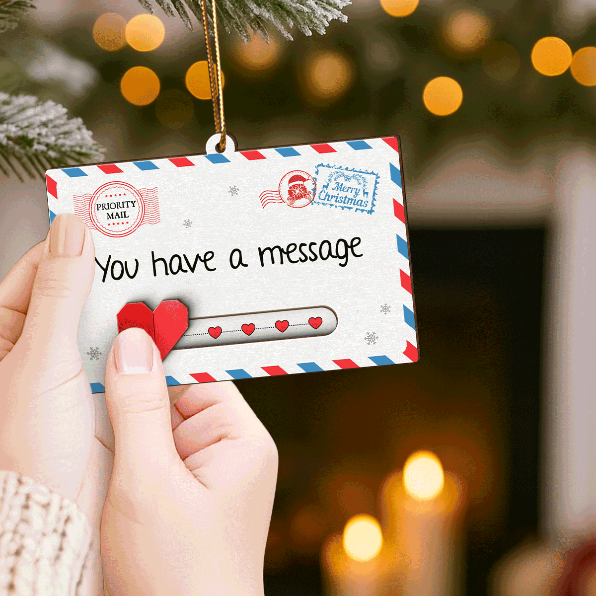 New Baby Reveal Hidden Message - Personalized Slider Ornament - Family, Daddy, Grandparents pregnancy announcement gift