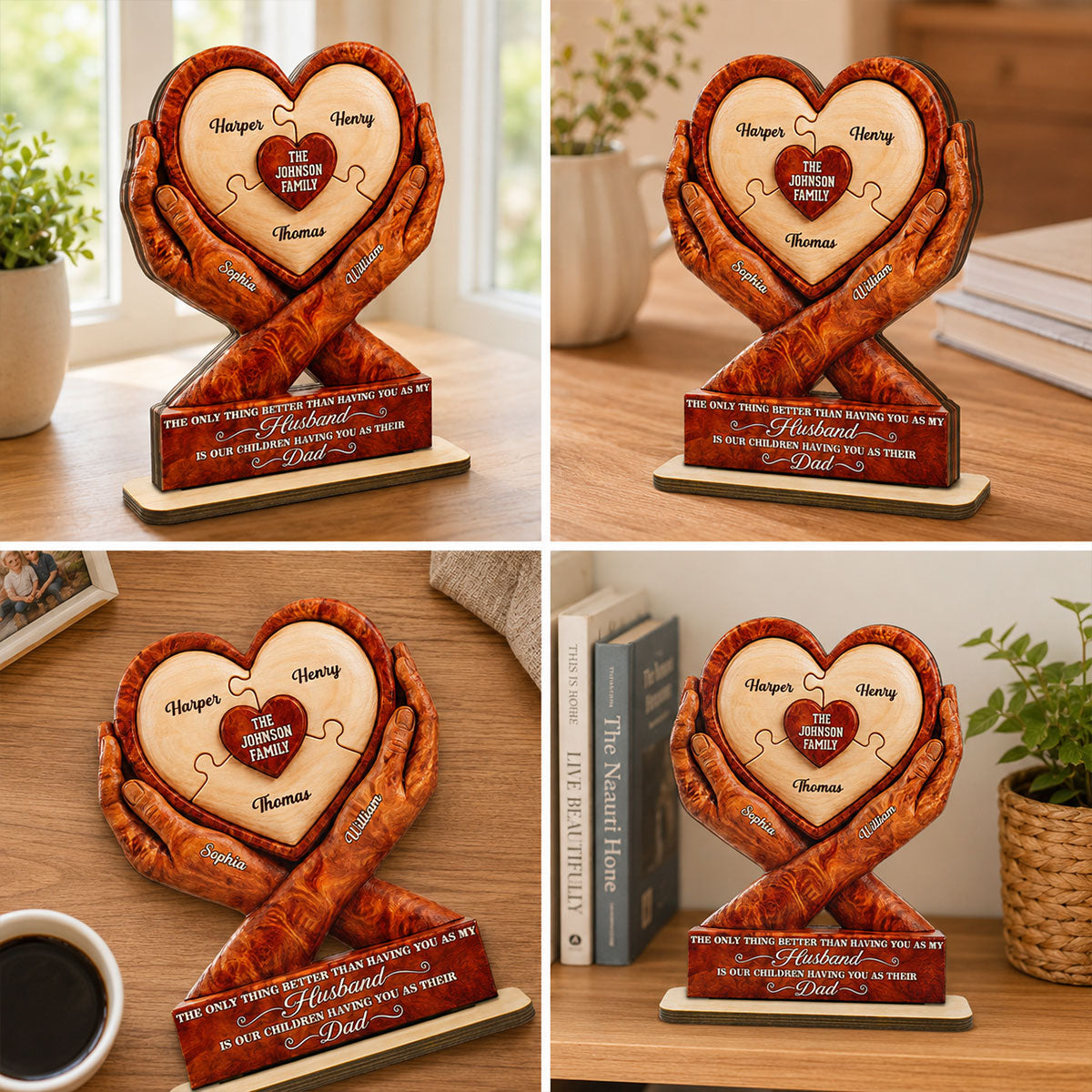 Our Children Having You As Their Dad 2D Flat Printed - Personalized 2-Layered Wooden Plaque - Father's Day Gift For Husband