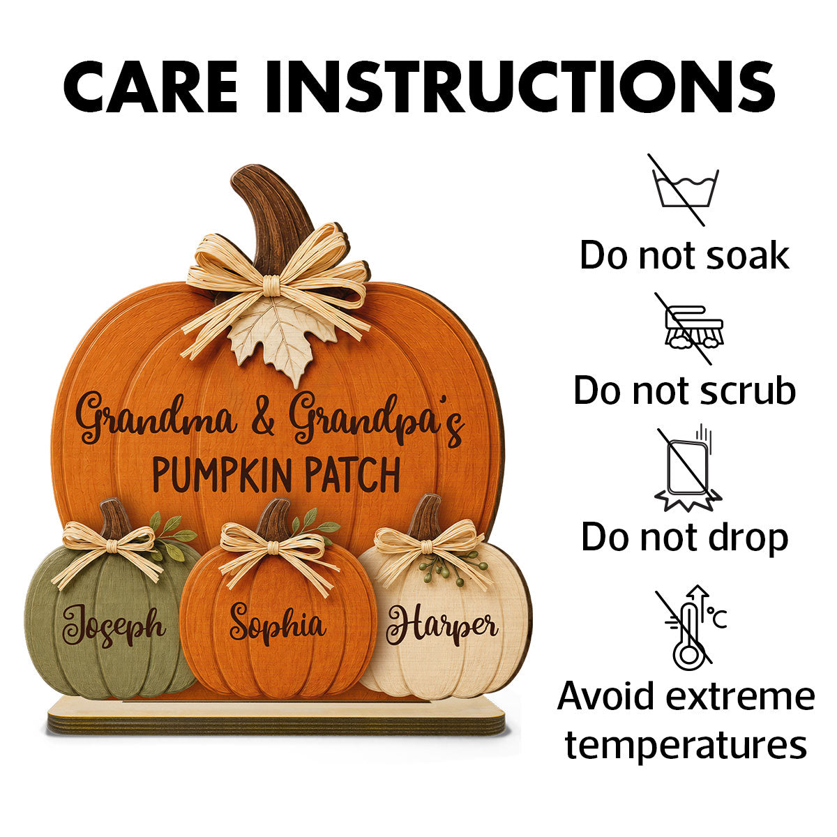Grandma & Grandpa's Pumpkin 2D Flat Printed - Personalized 2-Layered Wooden Plaque - Fall Season Decor For Grandparents
