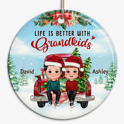 Better With Grandkids On Truck Personalized Circle Ornament