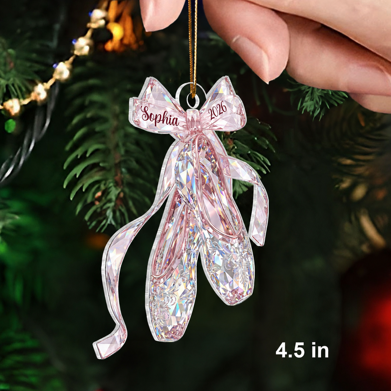 Ballet Shoes Crystal Effect - Personalized Acrylic Ornament - Unique Christmas Gift For Kid