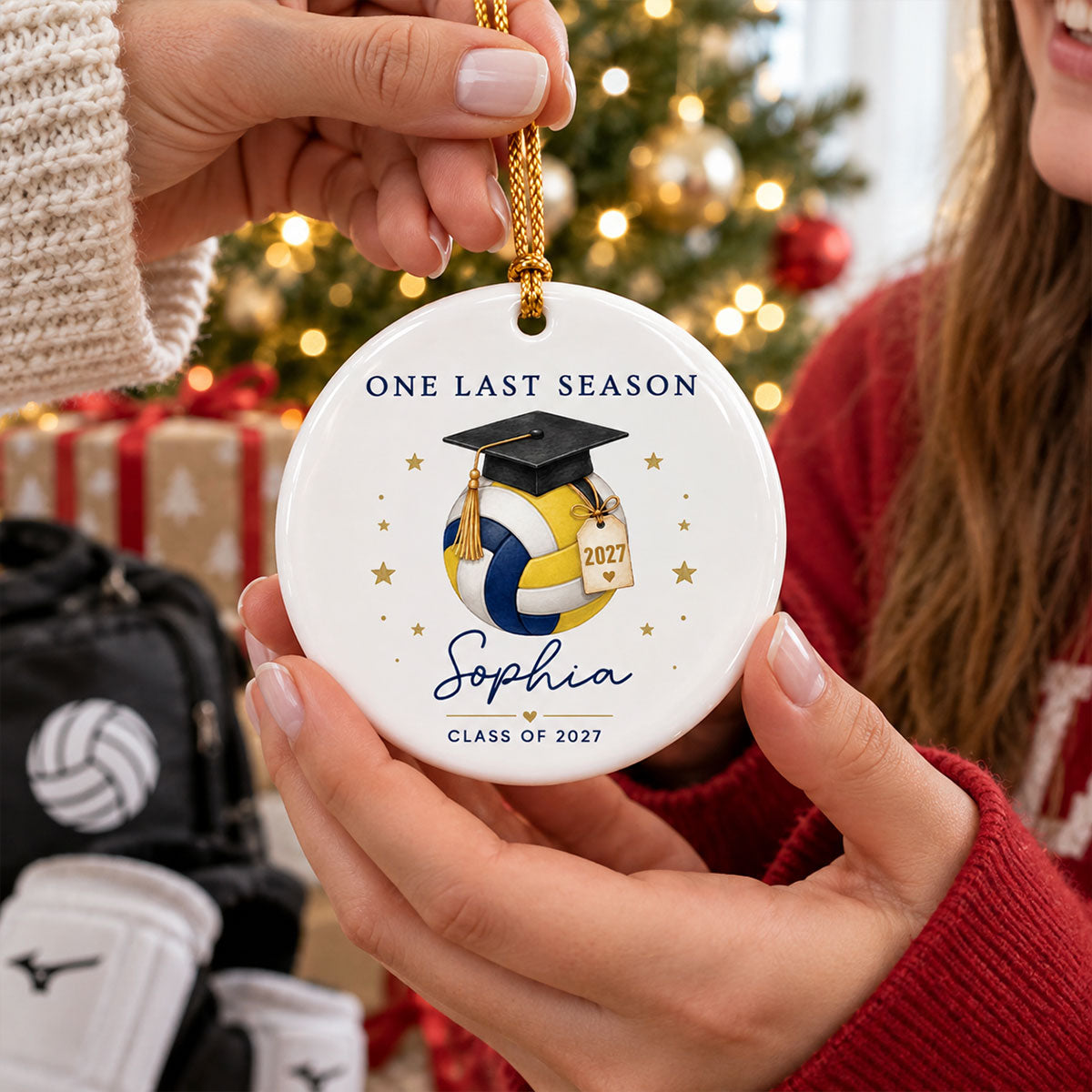One Last Season Volleyball Senior - Personalized Ceramic Ornament - Volleyball Senior Night Gift, Volleyball Senior Gift, Class of 2027
