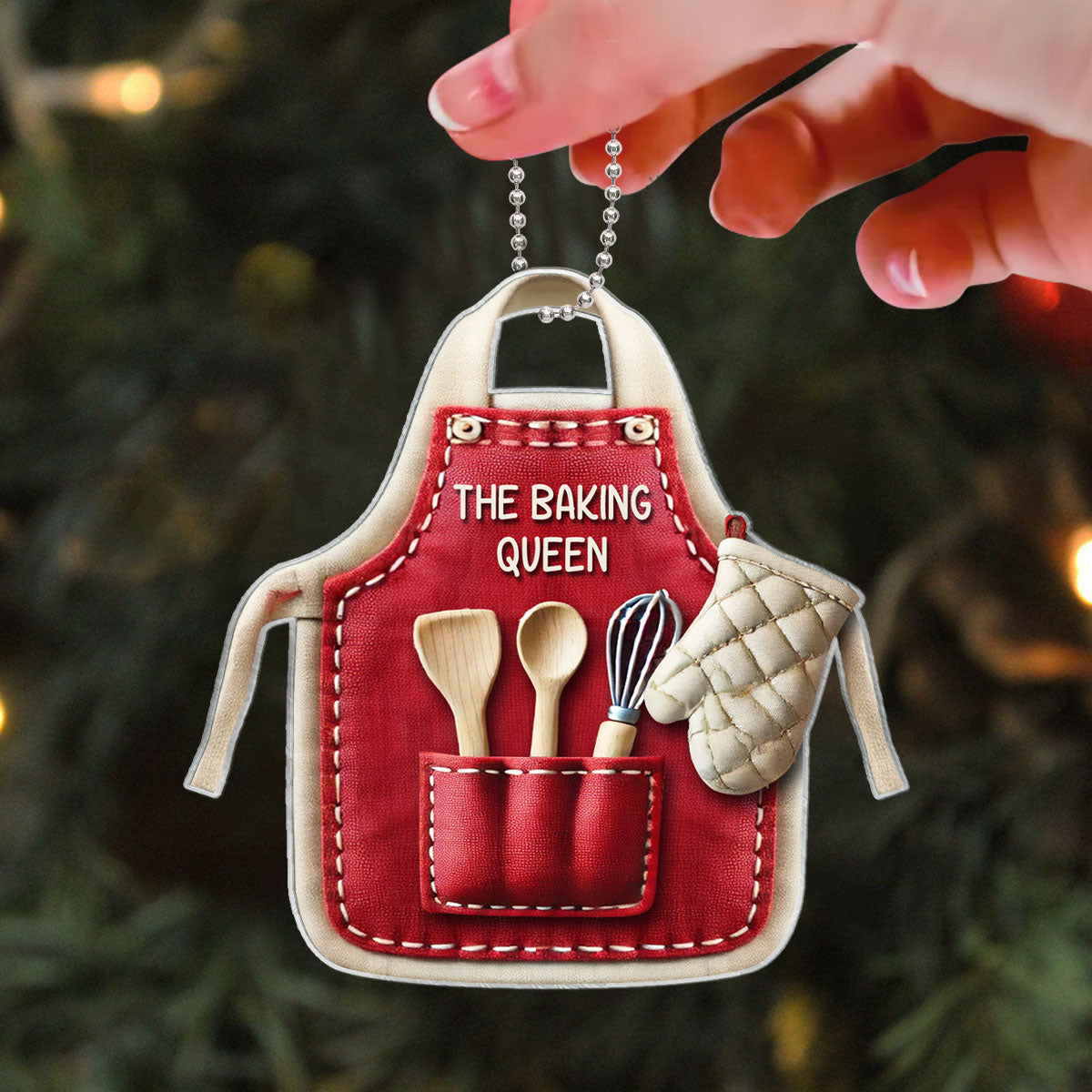 Cute Christmas Holiday Pastry Chef Bakers Apron Personalized Ornament, Grandma Baking Queen, Christmas Gift For Grandma