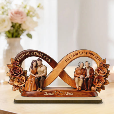 From Our First Kiss Till Our Last Breath Infinity Love - Personalized 2-Layered Wooden Plaque - Heartfelt Gift For Him, Gift For Her