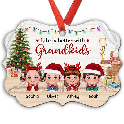 Better With Grandkids Chin On Hands Fireplace Personalized Christmas Ornament