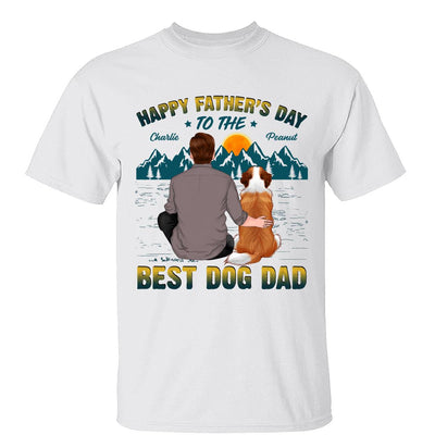 Happy Father‘s Day Best Dog Dad Green Yellow Retro Personalized Shirt