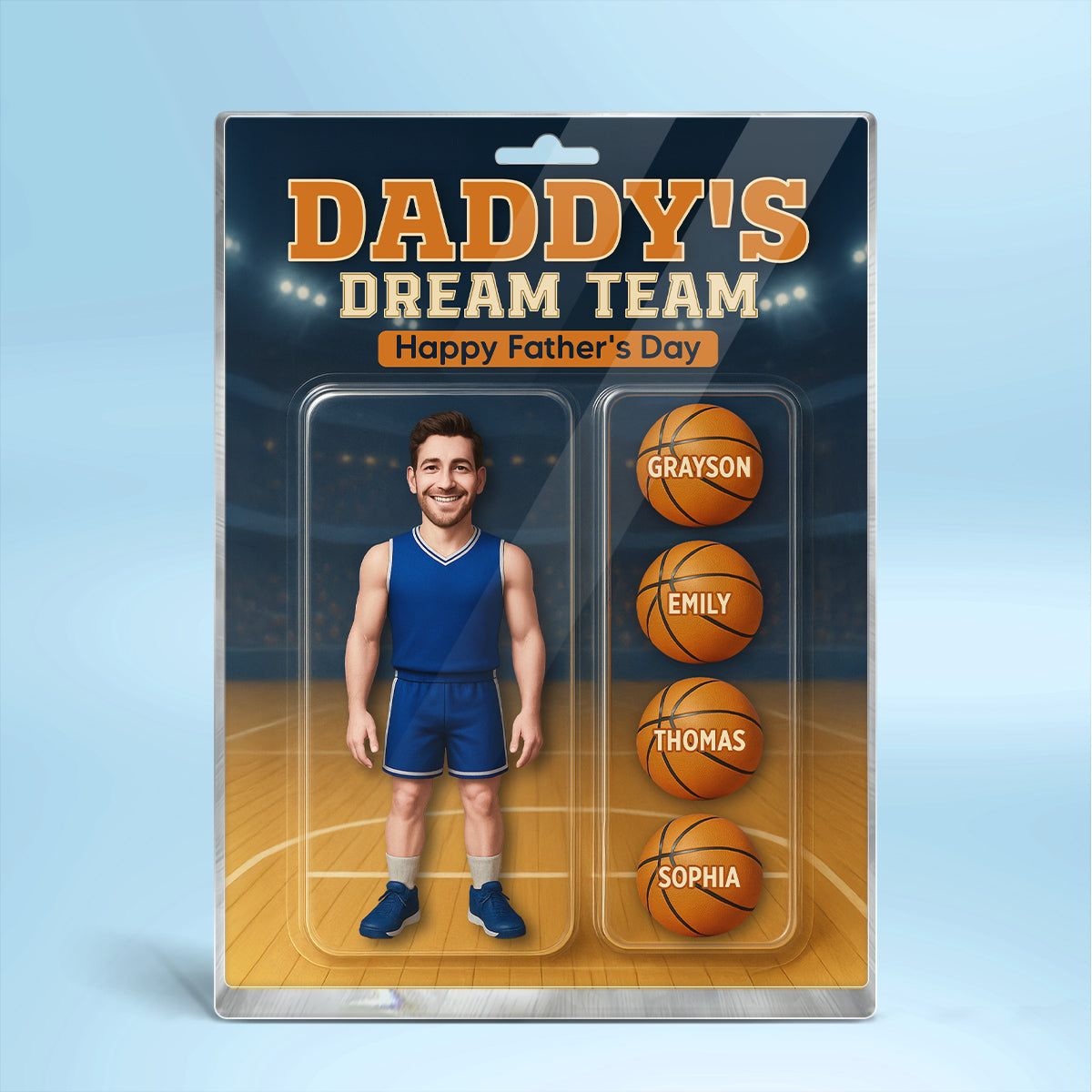 3D Effect Basketball Dad Custom Figure Personalized Rectangle Flat Acrylic Block Plaque