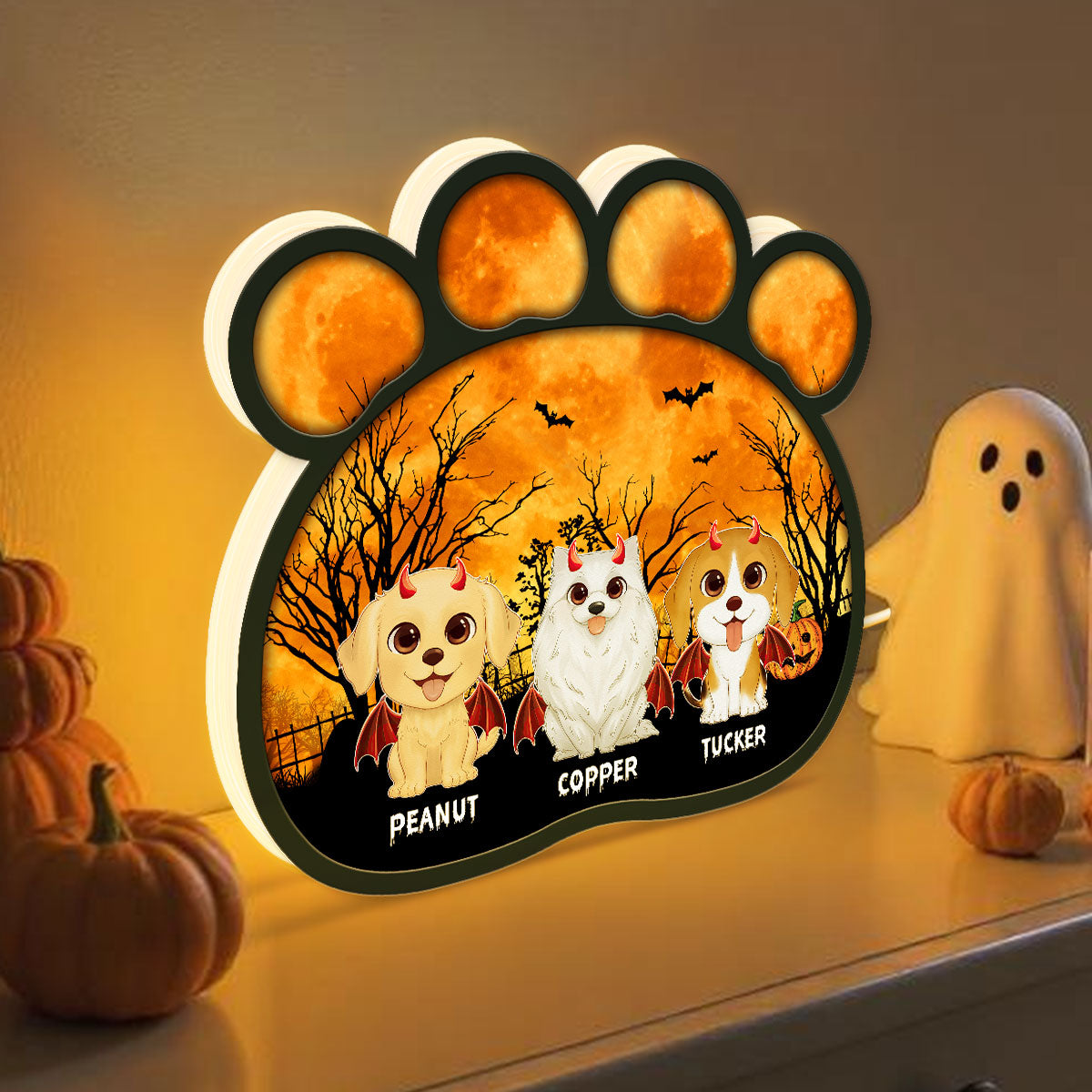 Spooky Halloween Theme Dog Paw Personalized LED Light Box