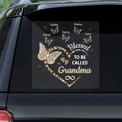 Heart Butterflies Grandma Leopard Personalized Decal