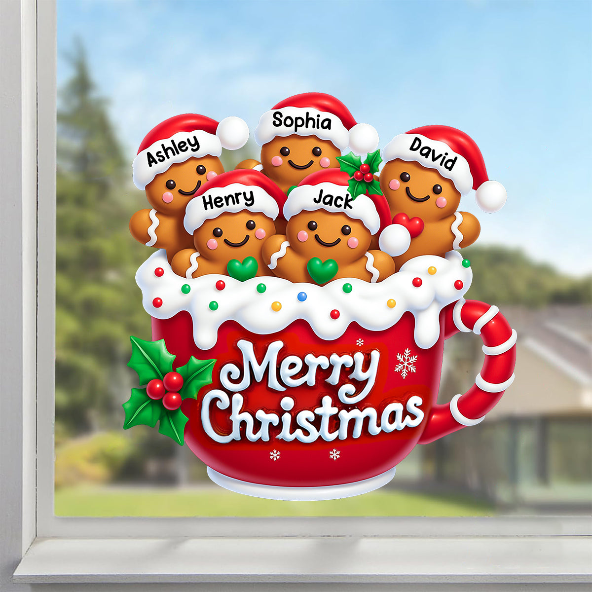 Merry Christmas Gingerbread Family Personalized Decal