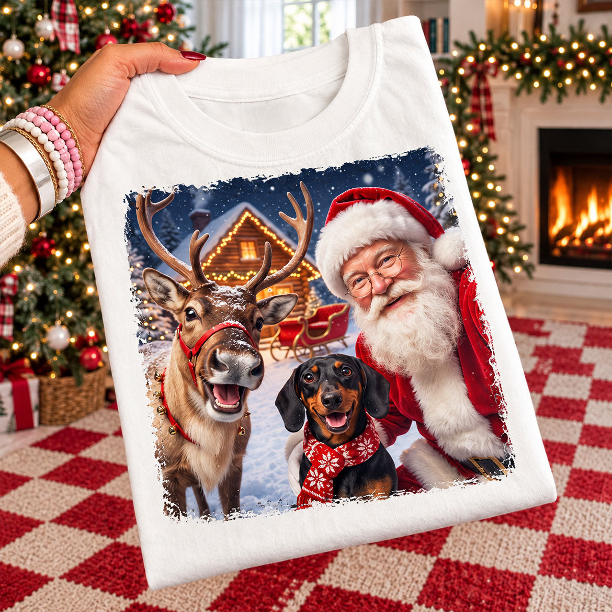 Dog Cat Selfie with Santa - Personalized Shirt - Funny Christmas Gift for Pet Lovers