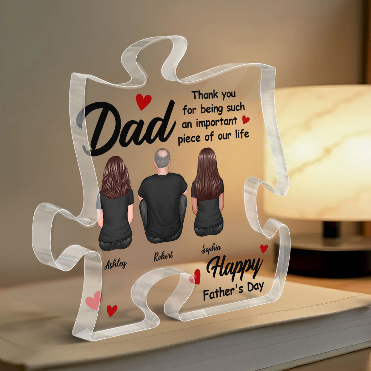 DAD Thank You For Being Important Piece Of Our Life Personalized Puzzle Acrylic Block Plaque| Heartfelt Father's Day Gift For Dad, Husband