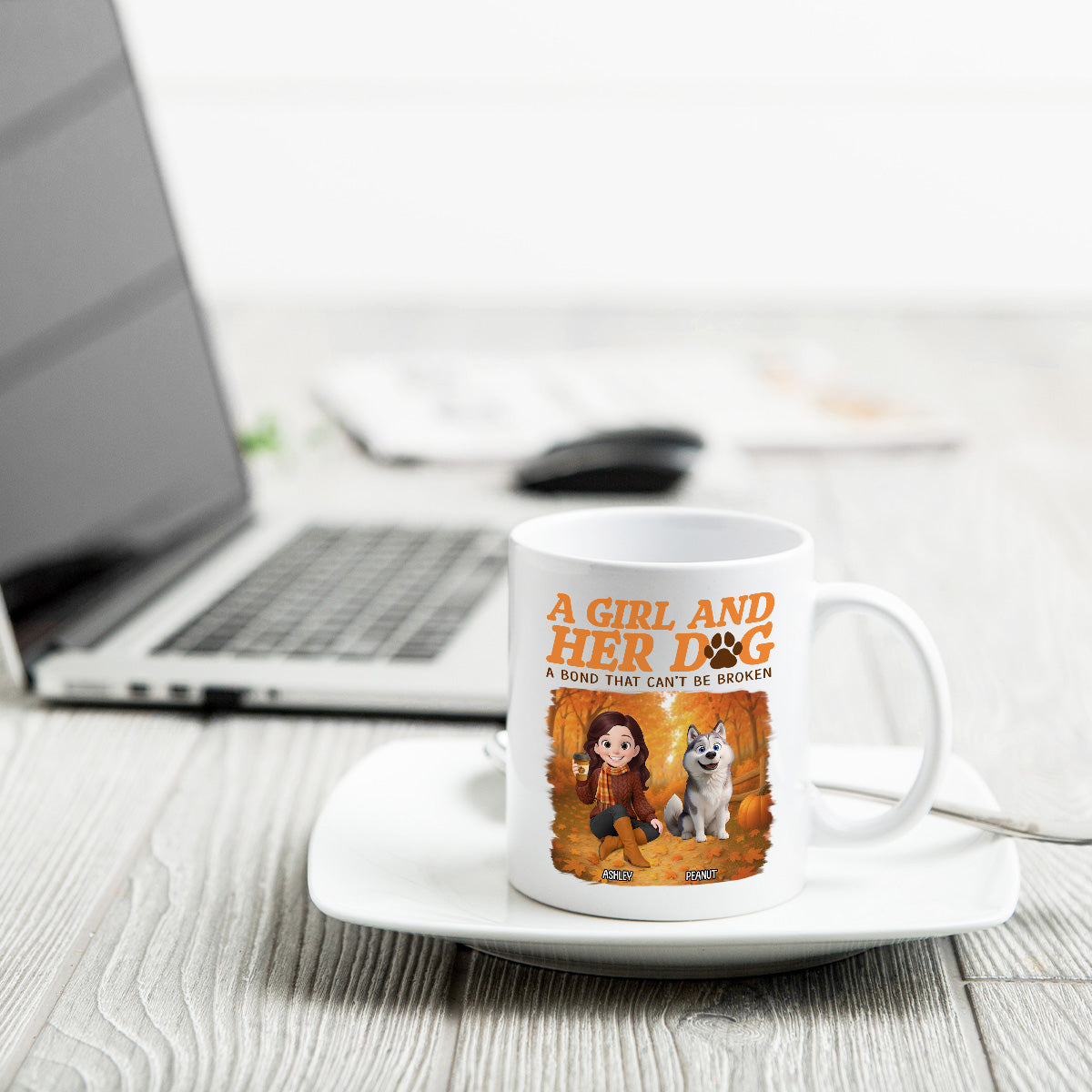 Cozy Fall Vibe Cute Cartoon Girl And Dog Bond That Can't Be Broken Personalized Mug