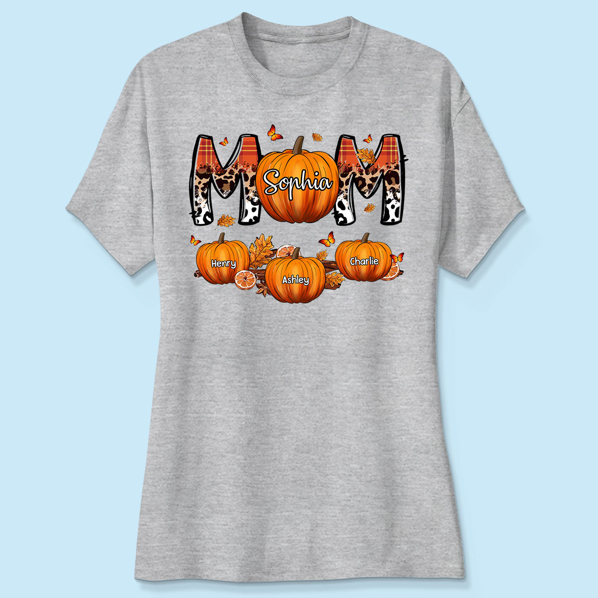 Mom Patterned Pumpkins Fall Season Personalized Shirt