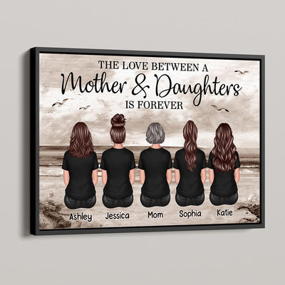 Mom And Sons Daughters Retro Vintage Beach Landscape Personalized Poster, Gift For Mom