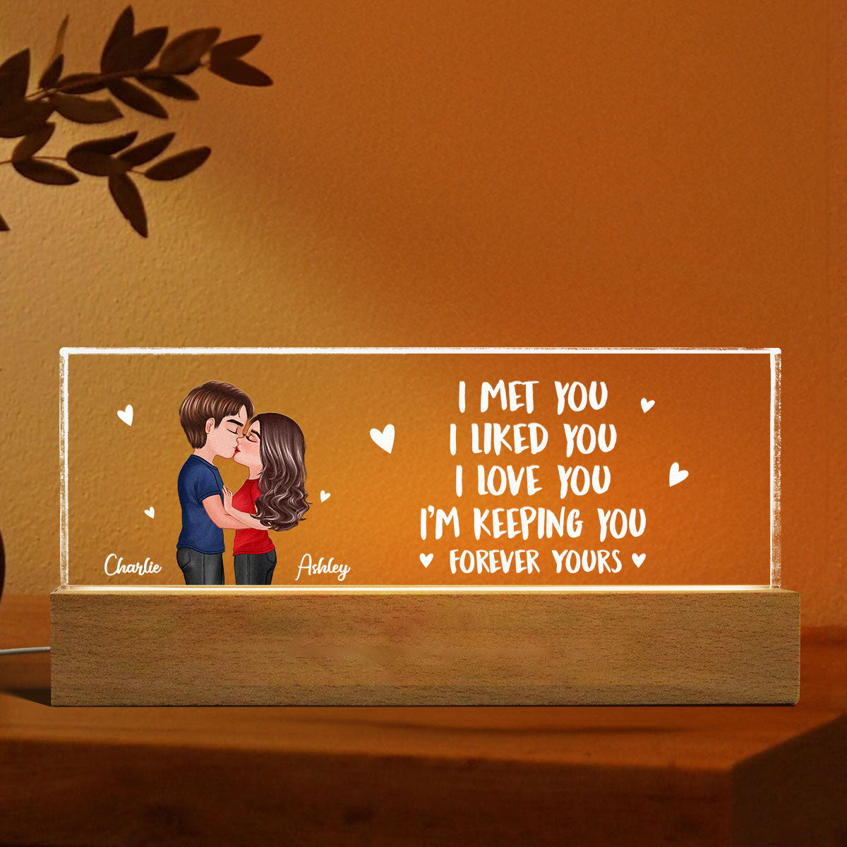 I Love You I'm Keeping You Personalized Acrylic LED Night Light, Anniversary Gift For Her, Gift For Him
