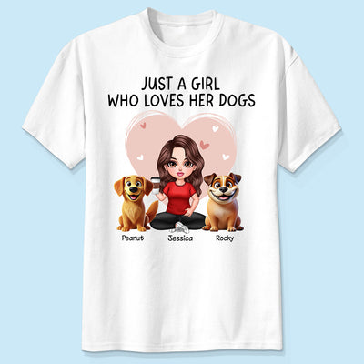 Just A Girl Who Loves Her Dogs Realistic Cartoon Dogs Personalized Shirt,  Gift For Dog Lover
