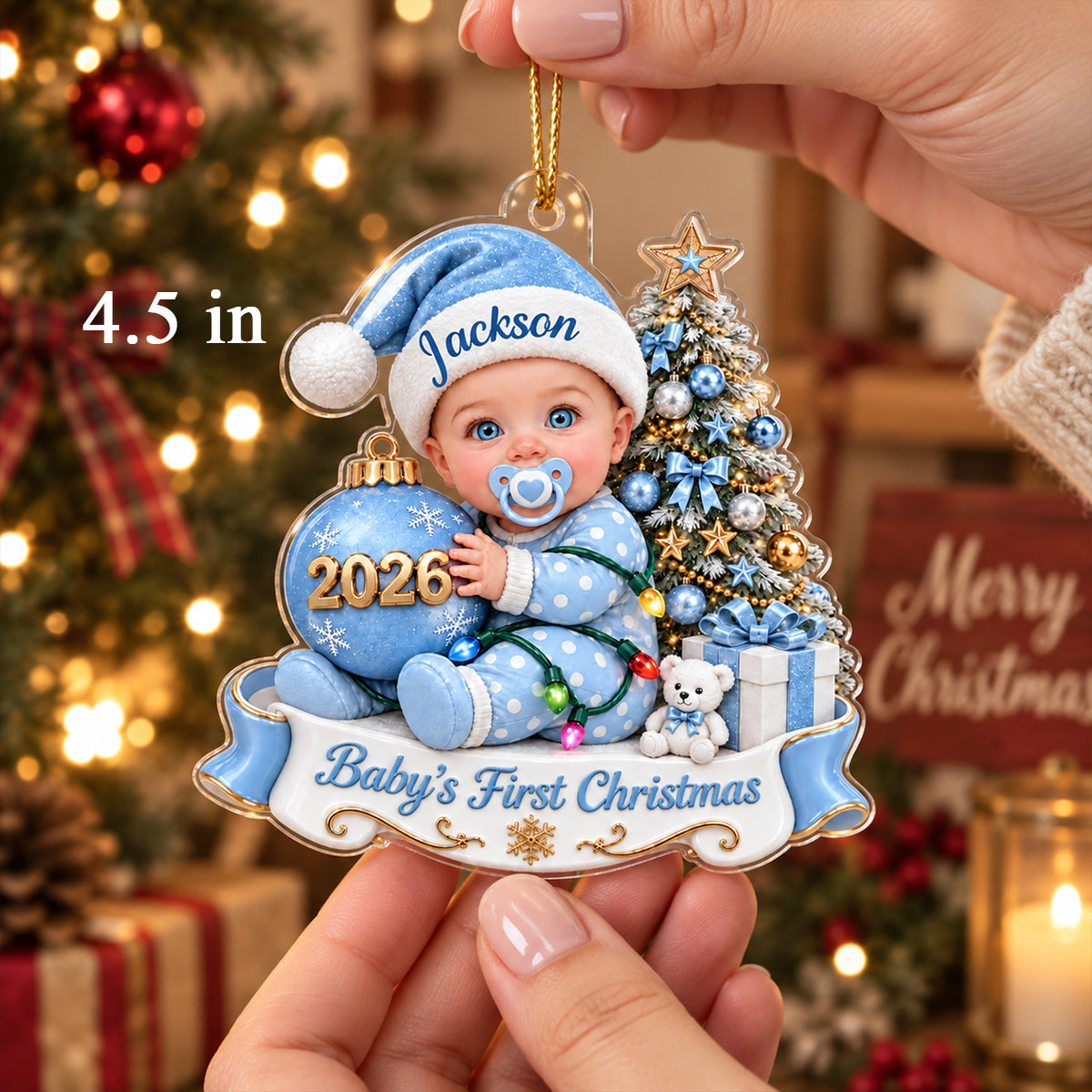 Custom Baby First Christmas - Personalized Acrylic Ornament - Christmas Gift for New Mom, New Dad, First Christmas Keepsake, Newborn Baby Gift