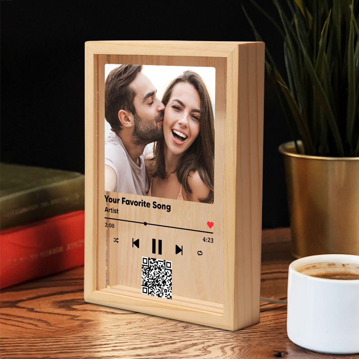 Favorite Song Title QR Code Personalized Photo Frame Light Box