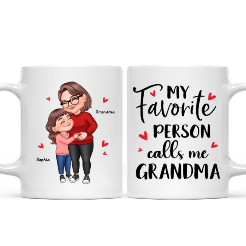 My Favorite People Call Me Grandma Cartoon Grandma Grandkids Hugging Personalized Mug