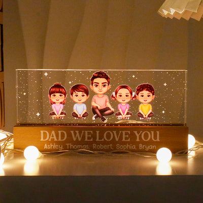 Best Dad Grandpa Ever Doll Sitting Personlaized Acrylic LED Night Light