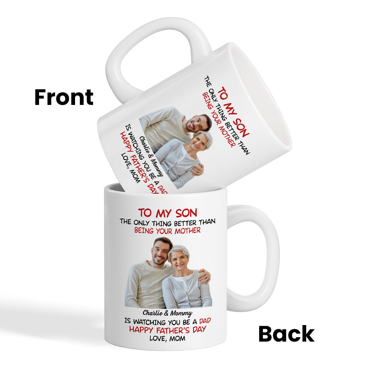 To My Son From Mom Happy Father‘s Day Photo Insert Personalized Mug