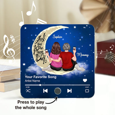 Mother Daughter Forever Linked Together, Sitting on Moon Personalized Music Fridge Magnet, Heartfelt Birthday, Gift for Mom