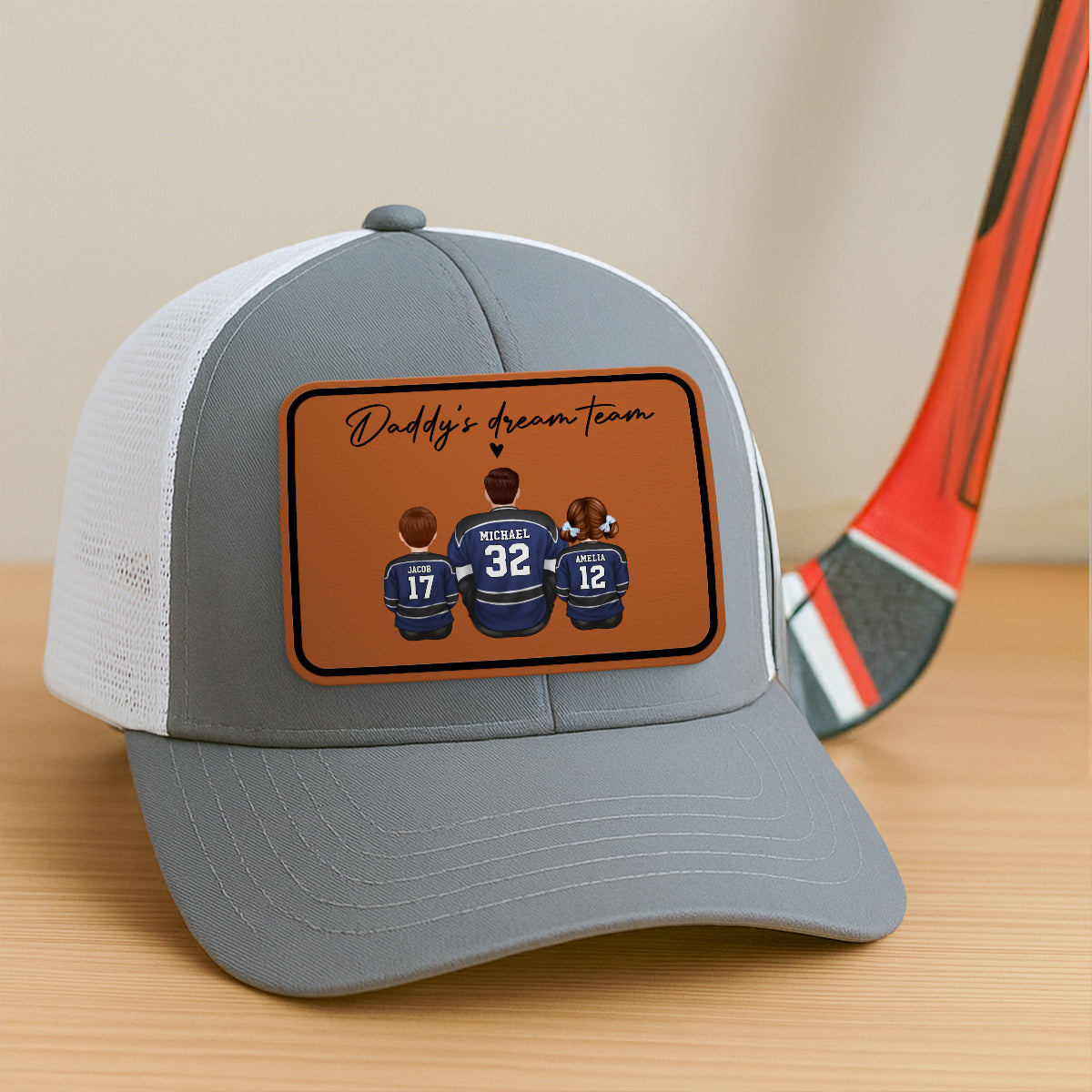 Hockey Daddy's Dream Team Personalized Trucker Hat, Father's Day Snapback, Gift for Hockey Dads