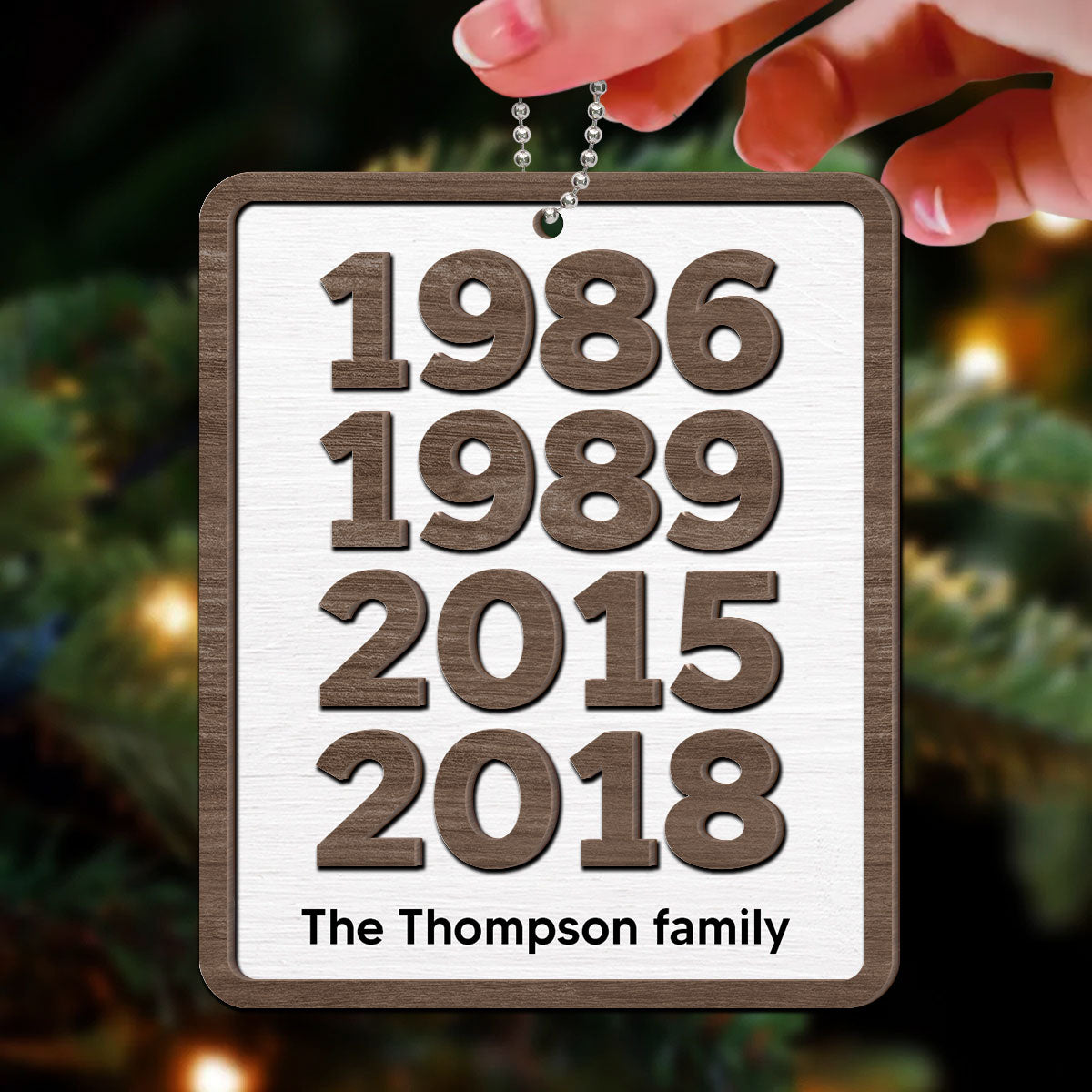 Custom Years Family Decor Gift Personalized 2-Layer Wooden Ornament
