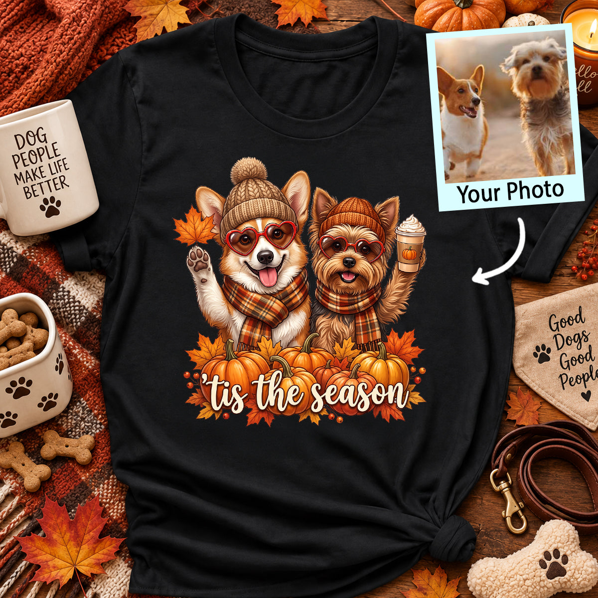 Tis the Season Retro Fall Pet - Personalized Shirt - Trendy Fall Tee for Dog Moms, Cat Moms
