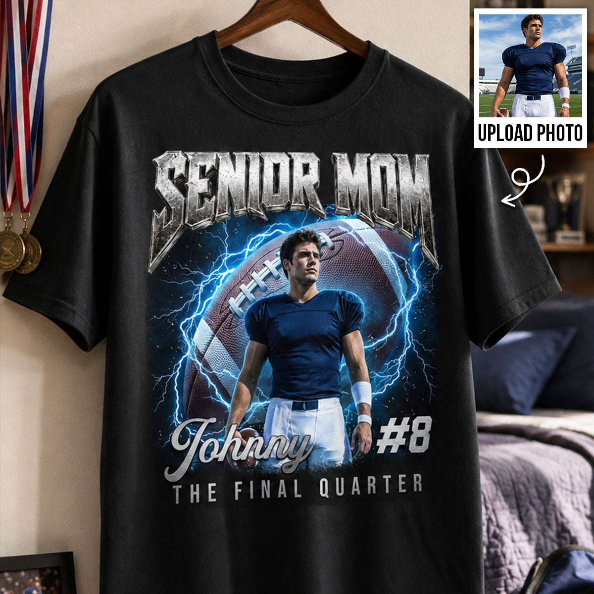 Trending Senior Football Mom Upload Photo - Personalized Shirt - Senior Night, Game Day Gift