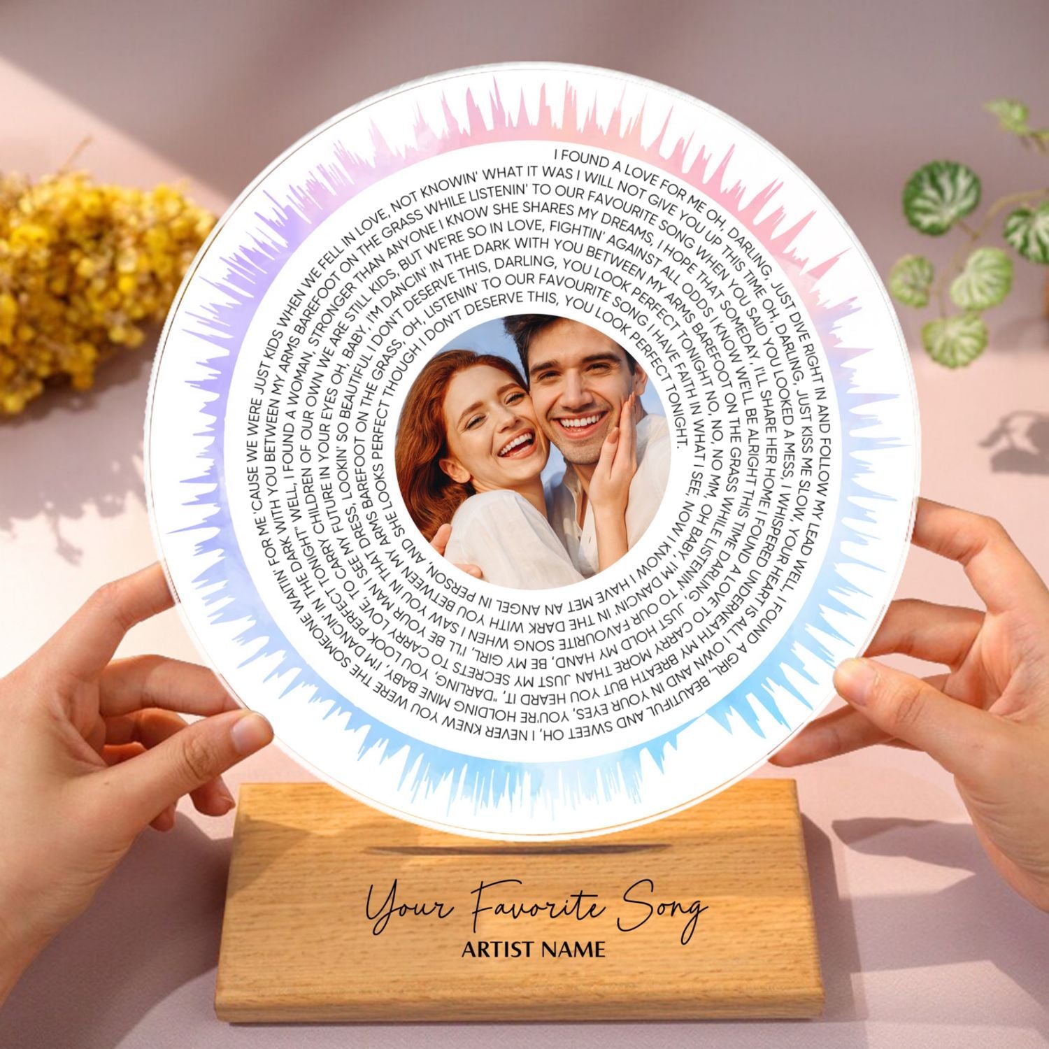 Custom Soundwave Art Spiral Lyrics Personalized Acrylic Song Plaque, Romantic Wedding Gift Anniversary Gift Engagement Gift For Him, For Her