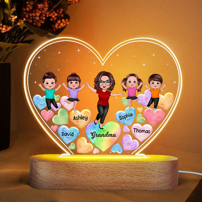 Happy Doll Grandma Mom Kids Hearts In Heart Personalized Heart Acrylic Plaque