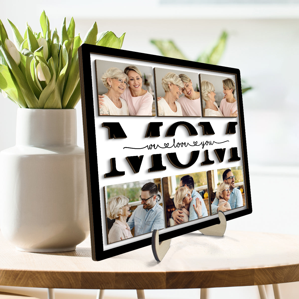 Photo Mom Grandma Cut Through Personalized 2-layer Wooden Plaque