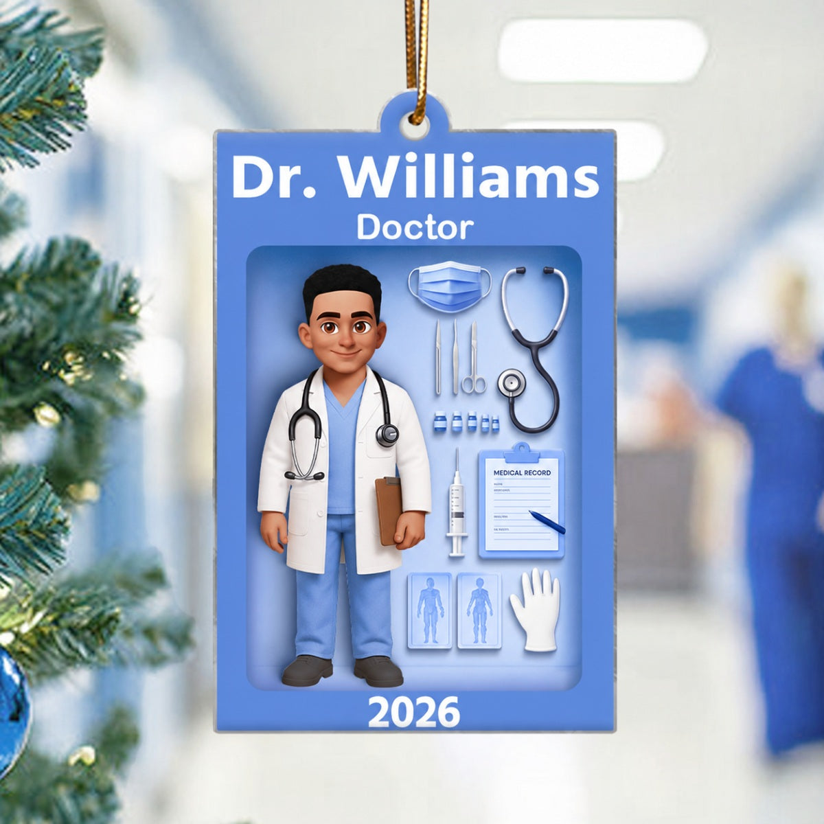 Doctor Action Figure 3D Effect - Personalized Acrylic Ornament - Special Christmas Gift For Doctor