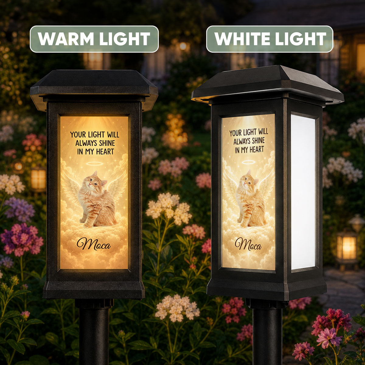 Your Light Will Always Shine in My Heart Pet Memorial - Personalized Solar Garden Light - Heartfelt Remembrance Keepsake