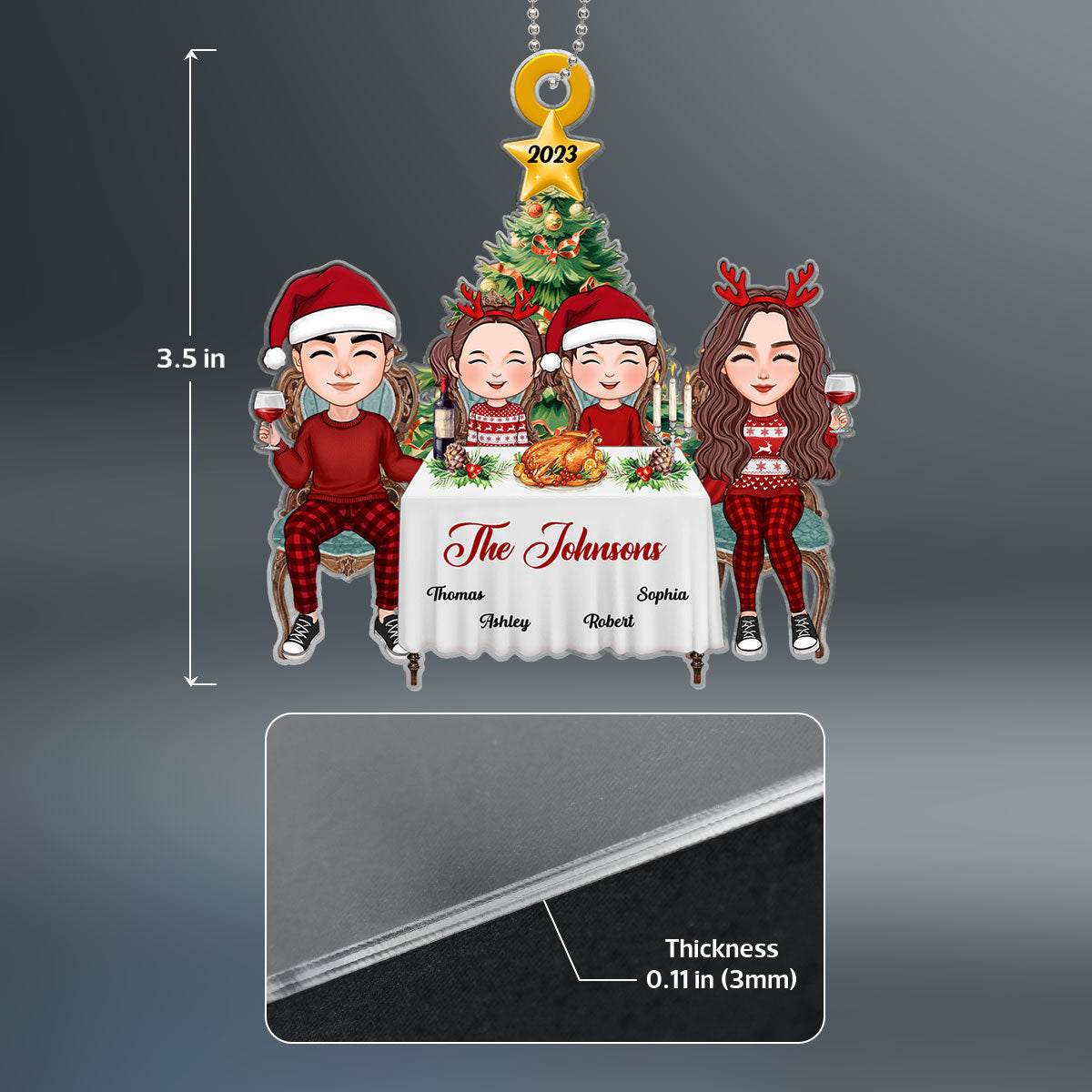 Family Christmas Dinner Table Personalized Acrylic Ornament