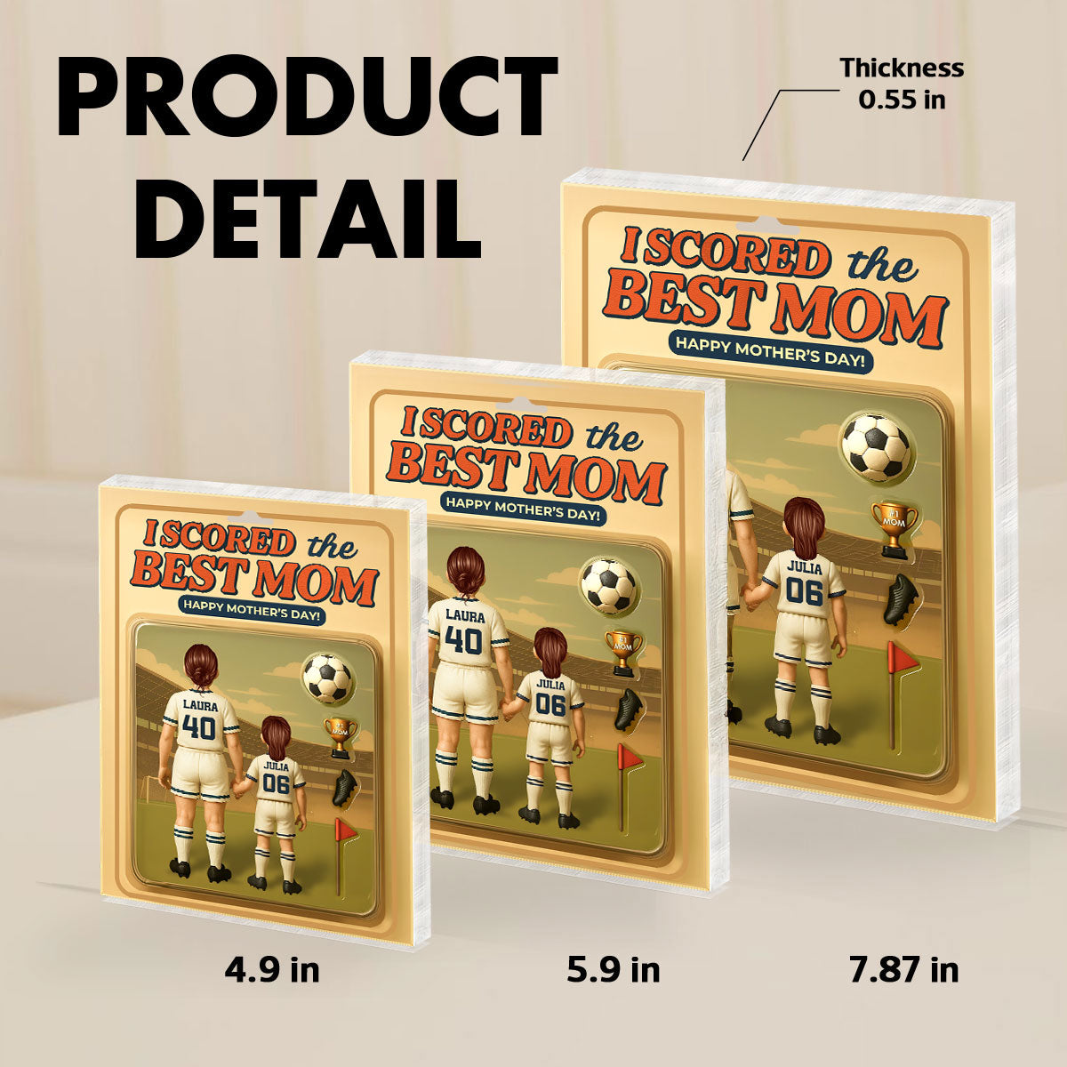 I Scored The Best Mom Soccer Custom Figure Personalized Acrylic Block Plaque, Gift for Mom, Gift for Wife