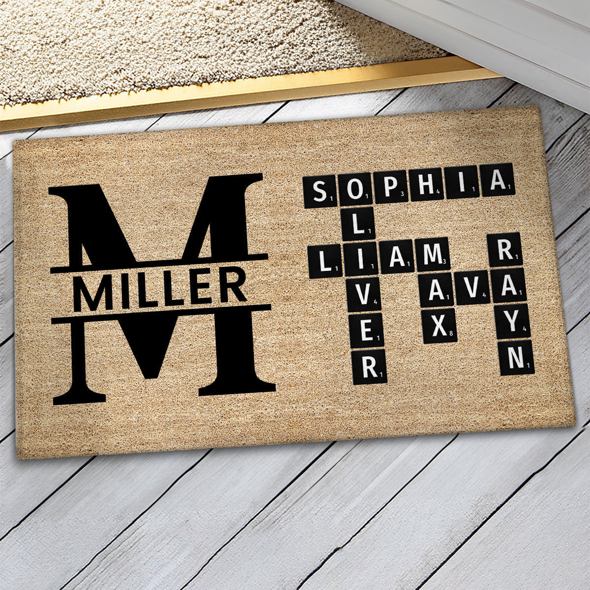 Family Crossword Art Created In A Moment Treasured Forever Personalized Doormat