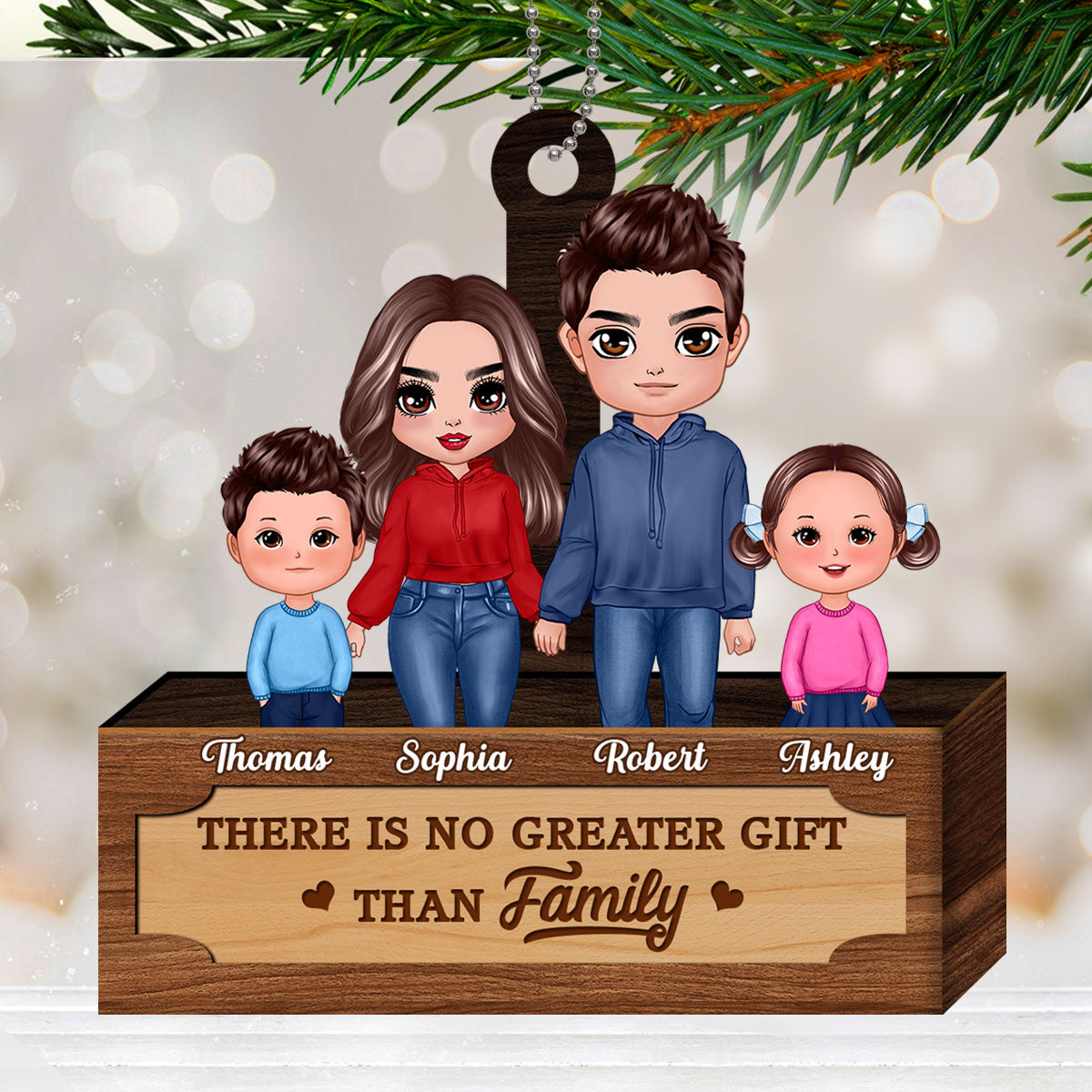 No Greater Gift Than Family Personalized Wooden Ornament