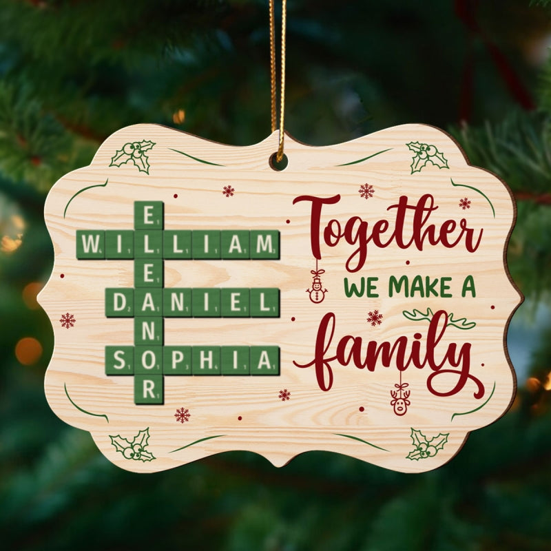 Together We Make A Family Crossword Puzzle Personalized Wooden Ornament, Christmas Gift for Husband Wife, Daughter Son, Grandma Grandpa