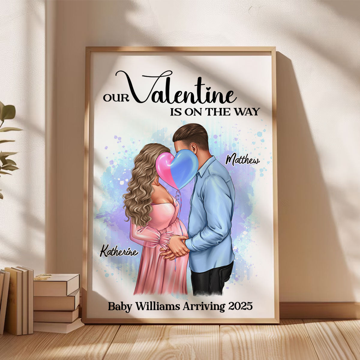 Kissing Couple, Expecting Parents, Pregnancy Couple Personalized Poster,  Gift, Pregnancy Announcement