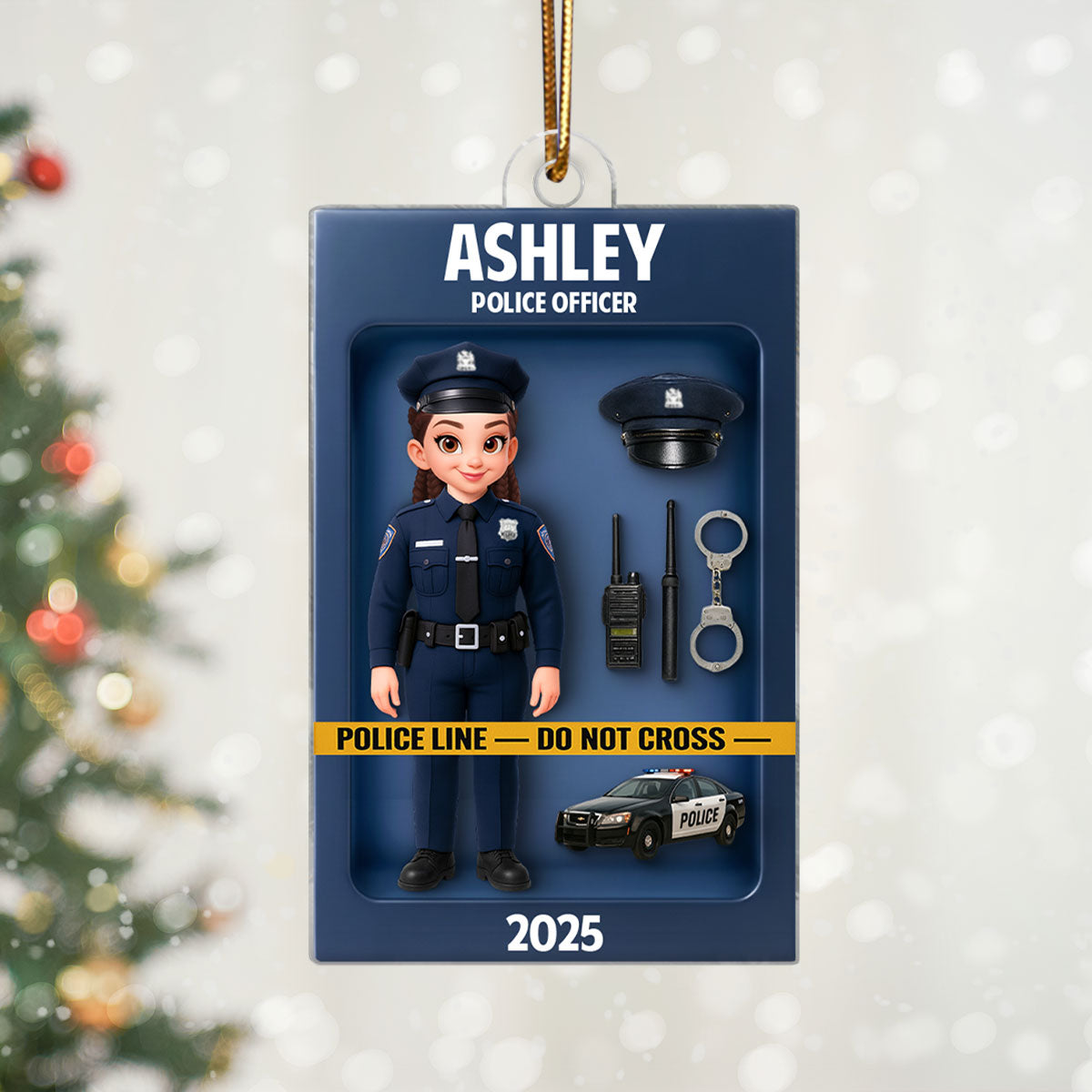 Police Officer Action Figure 3D Effect Personalized Acrylic Ornament - Special Gift For Police