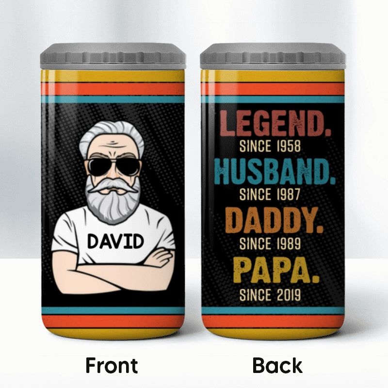 The Legend Grandpa Retro Multiple Use Personalized 4 In 1 Can Cooler