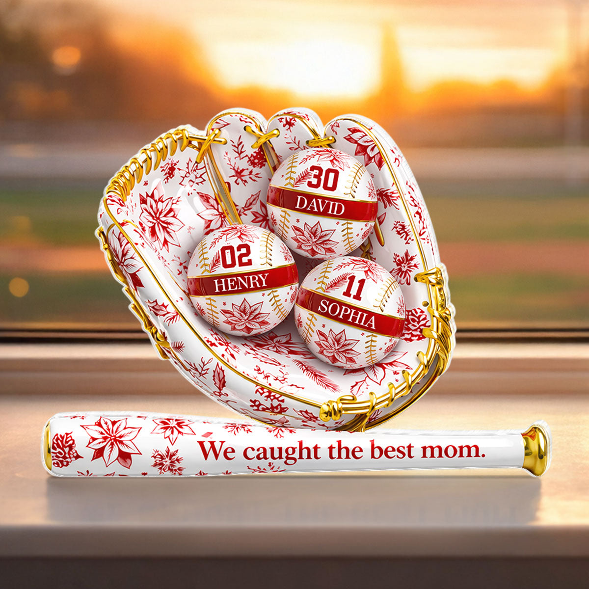 We Caught the Best Mom Toile De Jouy Pattern - Personalized Acrylic Block Plaque - Mother's Day Gift for Mom, Wife