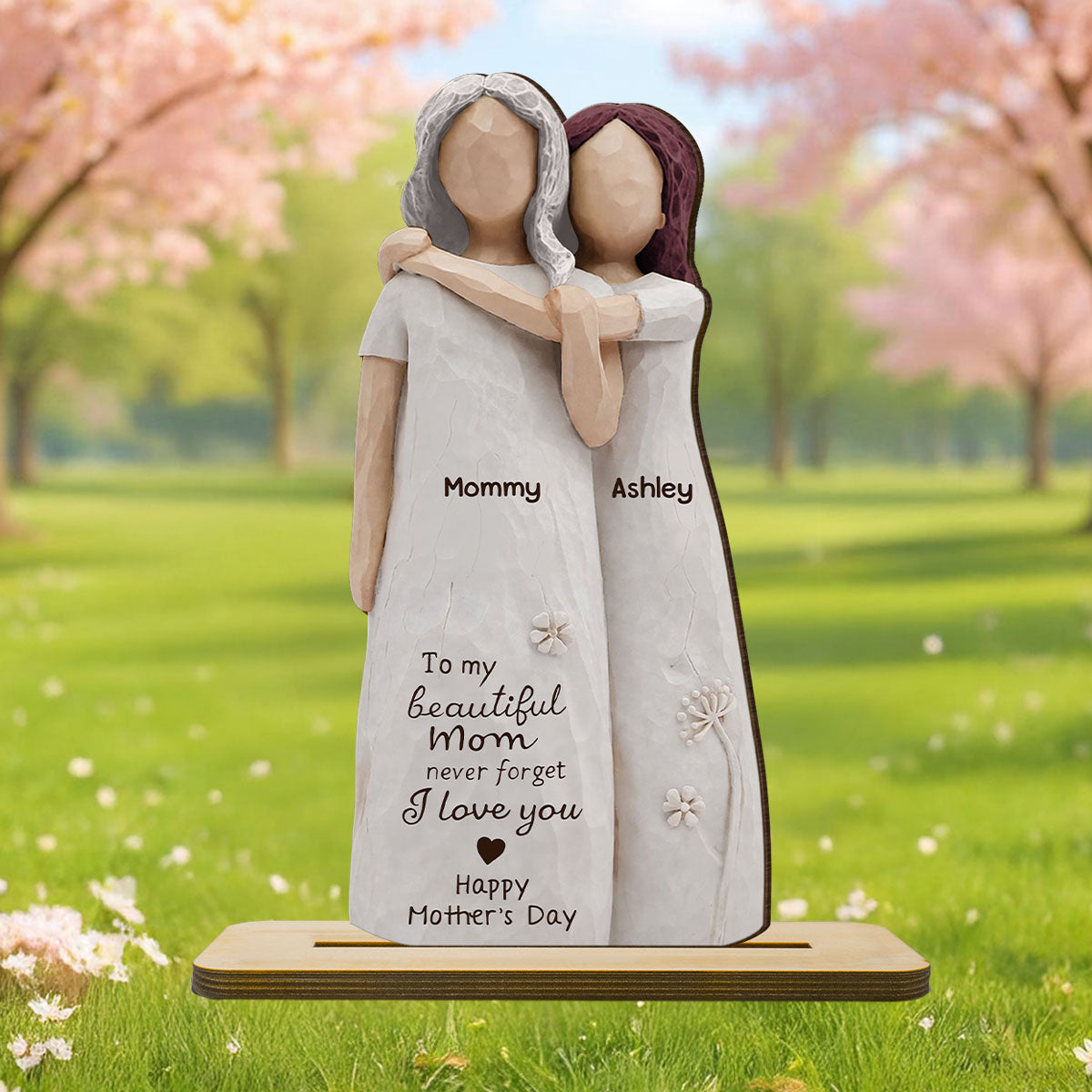 Mom Never Forget I Love You - Personalized 2-Layered Wooden Plaque - Mother's Day Gift For Mom