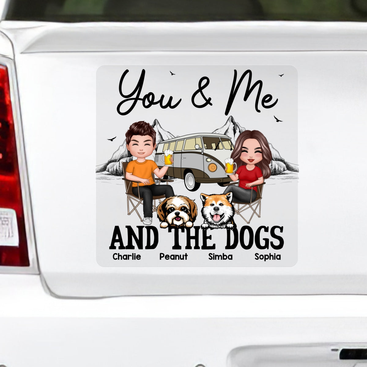 You Me & The Dogs Camping Couple Personalized RV Decal