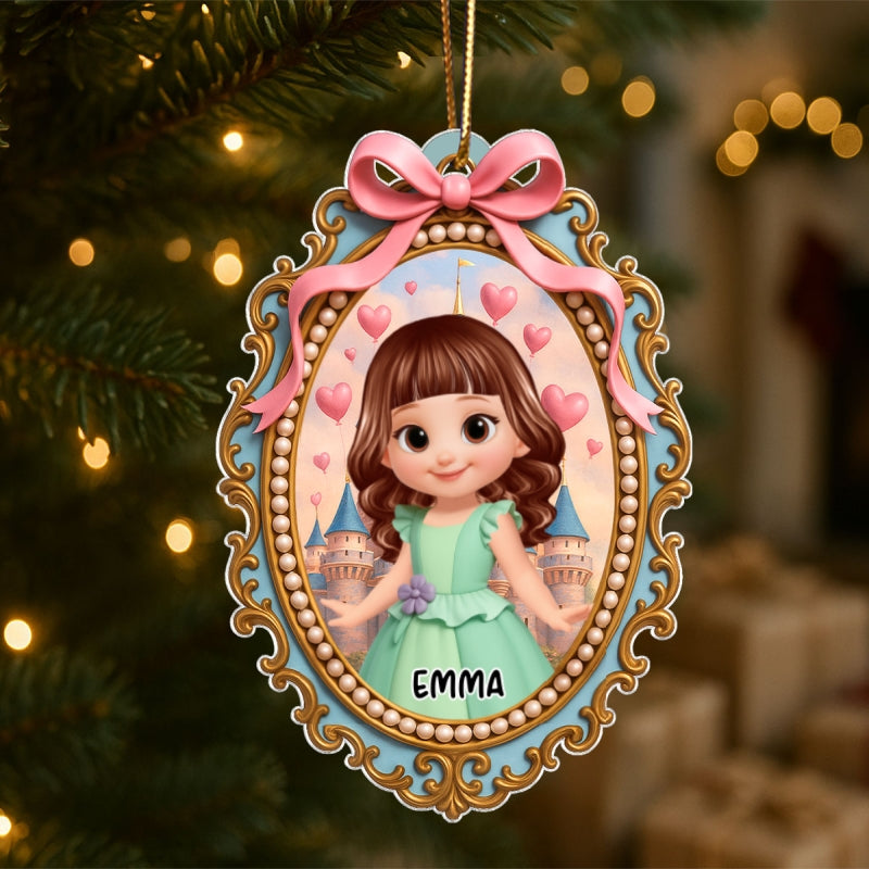 Magical Castle Coquette Bow Little Princess - Personalized Acrylic Ornament - Christmas Gift For Granddaughter Daughter