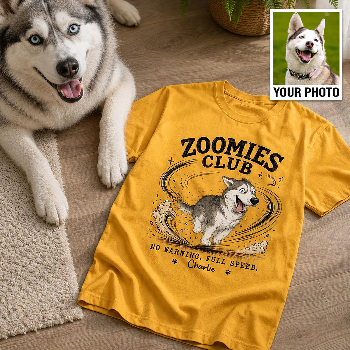 Zoomies Club Official Member Quirky Dog Portrait From Your Custom Pet Photo - Personalized Shirt - Funny Gift For Dog Cat Lover