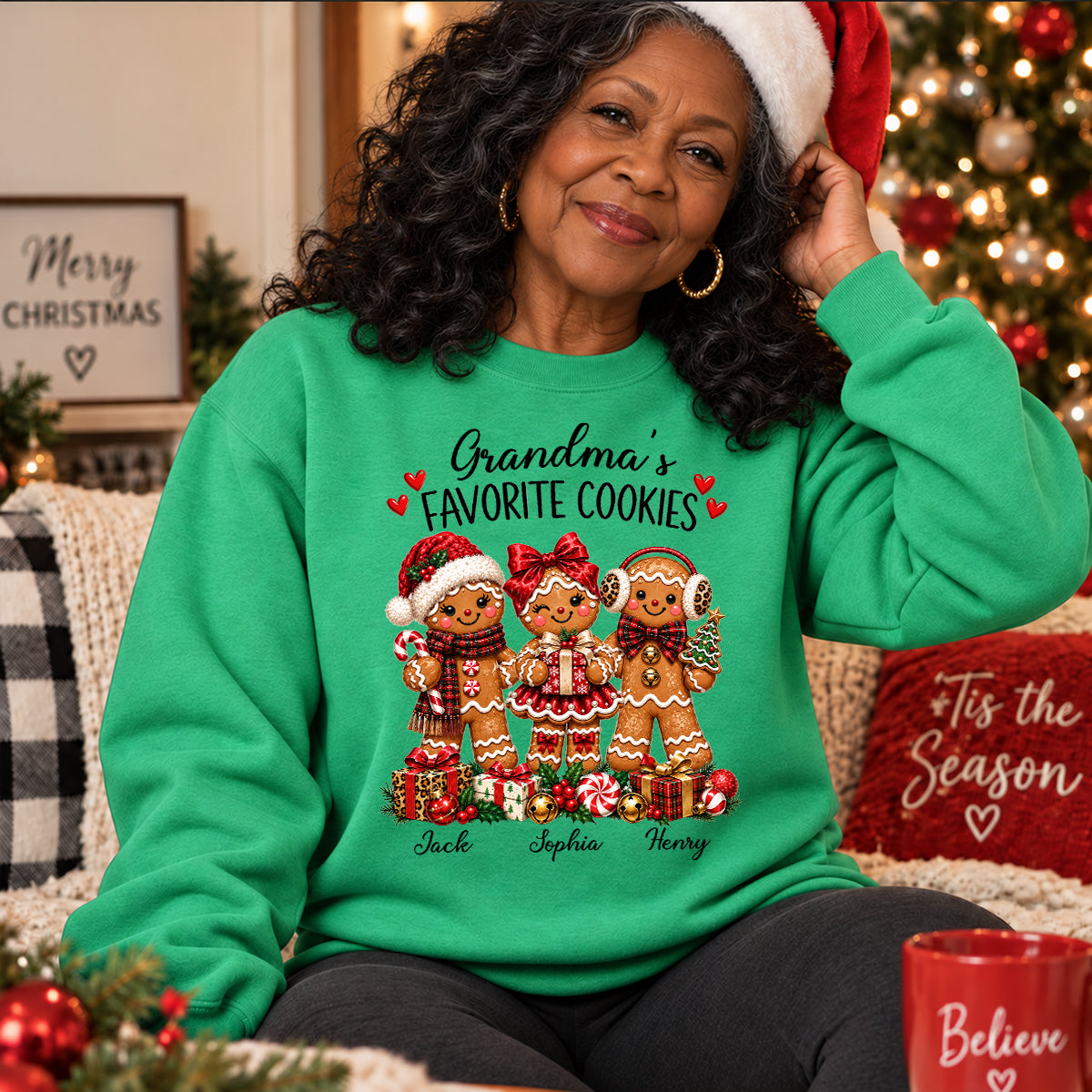 Grandma's Favorite Cookies Gingerbread - Personalized Shirt - Thoughtful Christmas Gift for Grandma